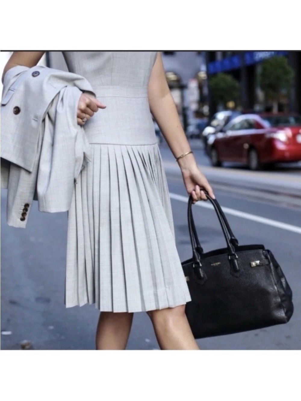 J.crew super 120s 9am dress in grey Gray Pleated Blogger Fav Rare Size 0 NWOT - Picture 3 of 8